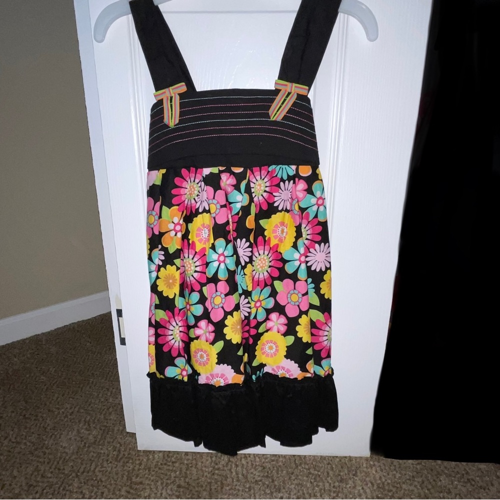 Emily West, Girls Size 8, Black Floral Sundress